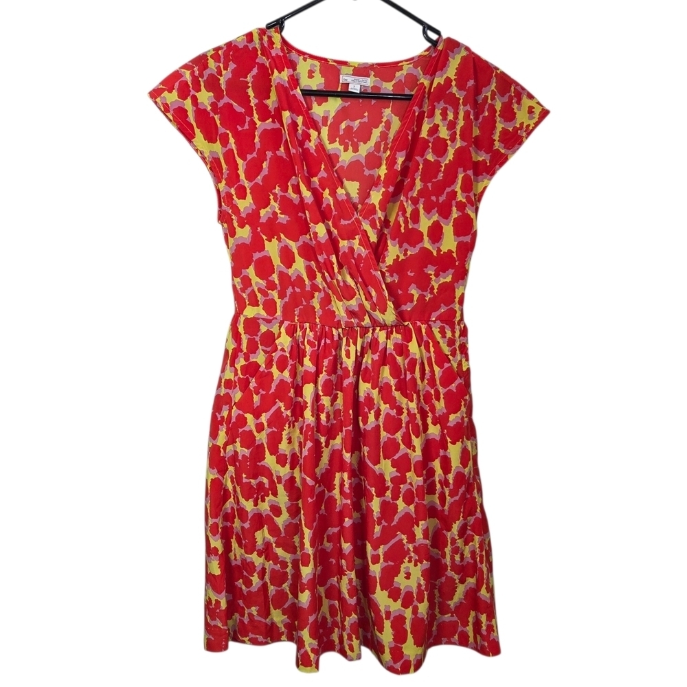 GAP Patterned Mini Dress With Pockets In Orange And Yellow Size 2